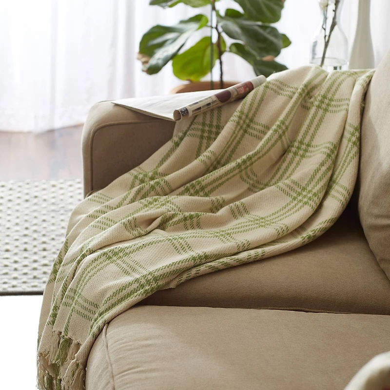 DII® Antique Green Modern Farmhouse Plaid Throw
