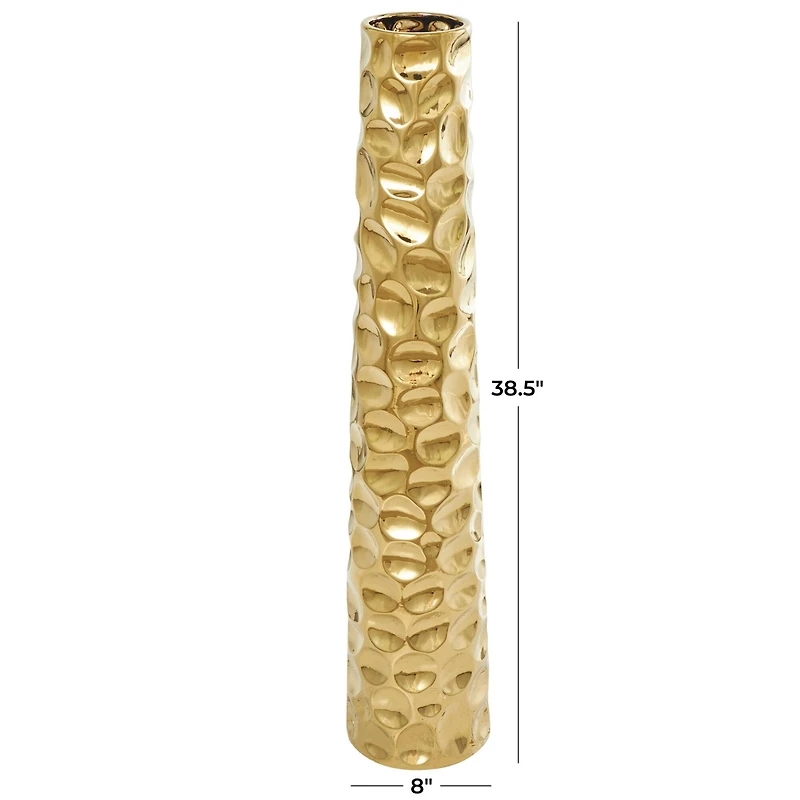 39" Gold Concaved Circles Ceramic Vase