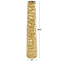 39" Gold Concaved Circles Ceramic Vase