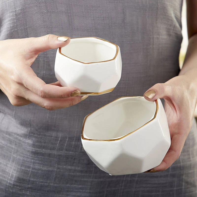 Kate Aspen® Geometric Ceramic Planter Set