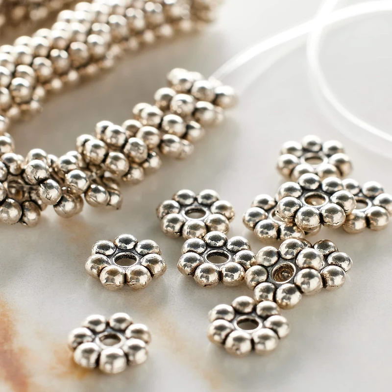 12 Pack: Silver Metal Rondelle Beads, 8mm by Bead Landing™