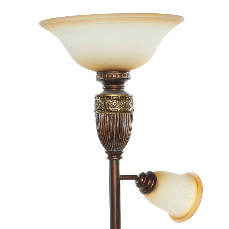 Brown Glass Traditional Floor Lamp, 70" x 19"