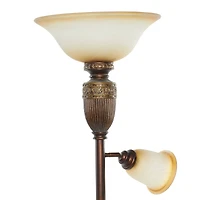 Brown Glass Traditional Floor Lamp, 70" x 19"