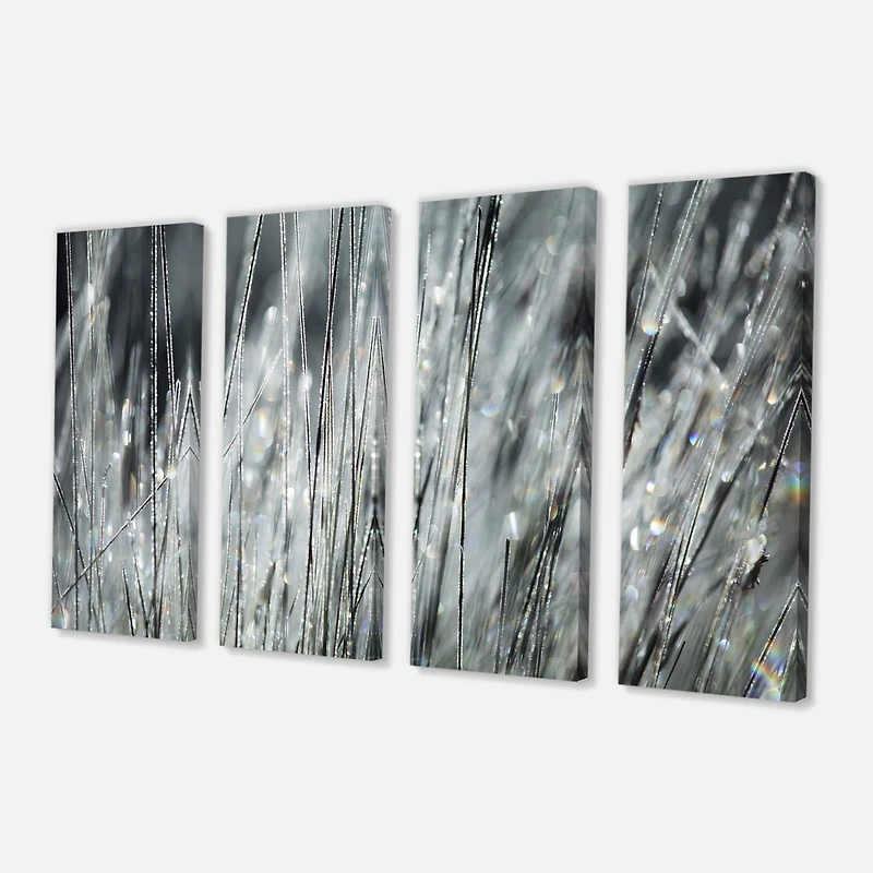 Designart - Raindrops on Grass Black White