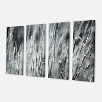 Designart - Raindrops on Grass Black White