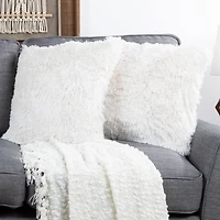 Hastings Home White Faux Fur Shag Pillows, 2ct.