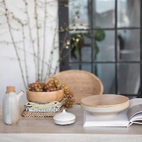 Hello Honey® Mango Wood Bowl with White Enameled Interior Set