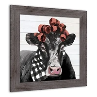 Country Curlers Cow Western Framed Print