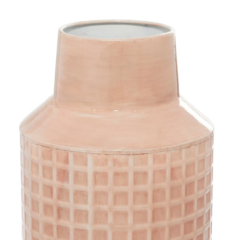 Set of 2 Brown Metal Contemporary Vase, 14", 17"