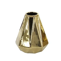 Set of 3 Gold Stoneware Glam Vase, 7", 11", 15"