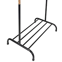 Honey Can Do Black Single Garment Rack with Shoe Shelf & Hanging Bar