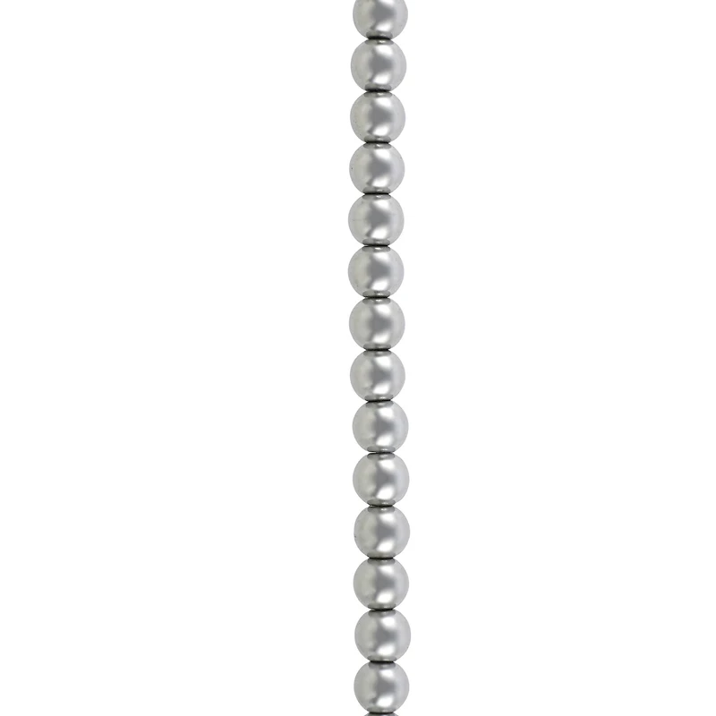 Rhodium Reconstituted Hematite Round Beads by Bead Landing