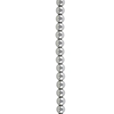 Rhodium Reconstituted Hematite Round Beads by Bead Landing