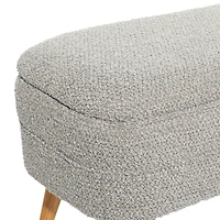 40" Contemporary Polyester & Wood Storage Bench