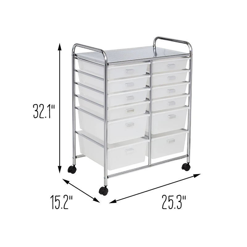 Honey Can Do Chrome 12-Drawer Rolling Craft Storage Cart