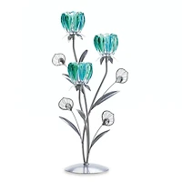 18.5'' Triple Peacock Bloom Candleholder