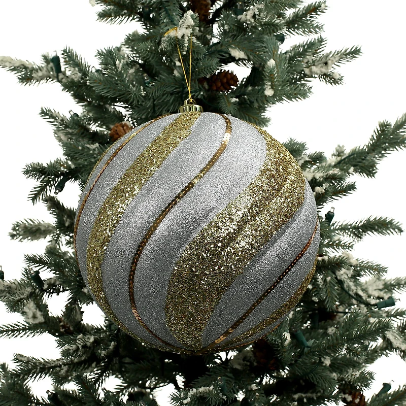 9.75" Silver & Gold Glitter Twist Shatterproof Ball Ornament by Ashland®