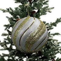 9.75" Silver & Gold Glitter Twist Shatterproof Ball Ornament by Ashland®