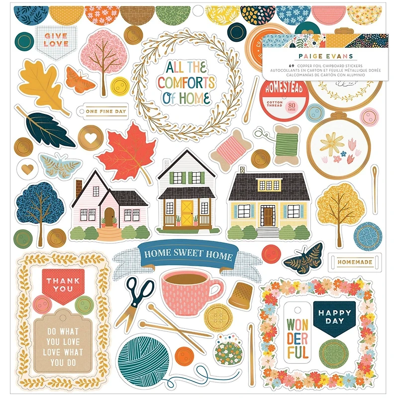 Paige Evans Bungalow Lane Chipboard Stickers