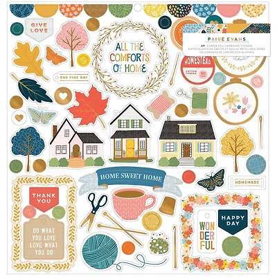 Paige Evans Bungalow Lane Chipboard Stickers