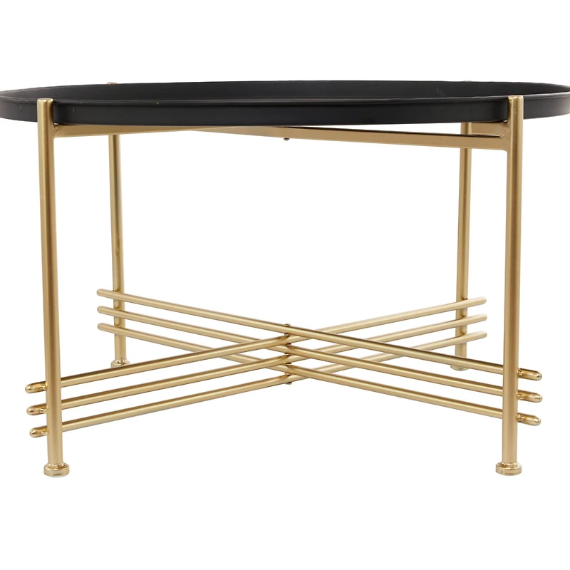 33" Gold & Black Metal Modern Coffee Table