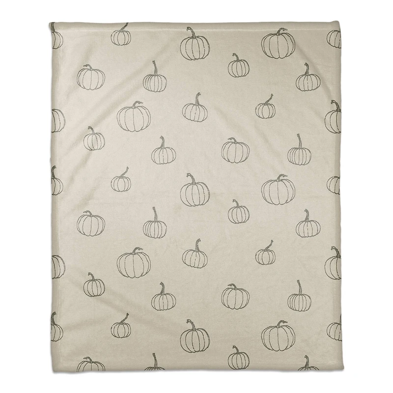 Gray Mini Pumpkin Patterned Coral Fleece Blanket