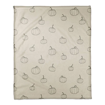 Gray Mini Pumpkin Patterned Coral Fleece Blanket
