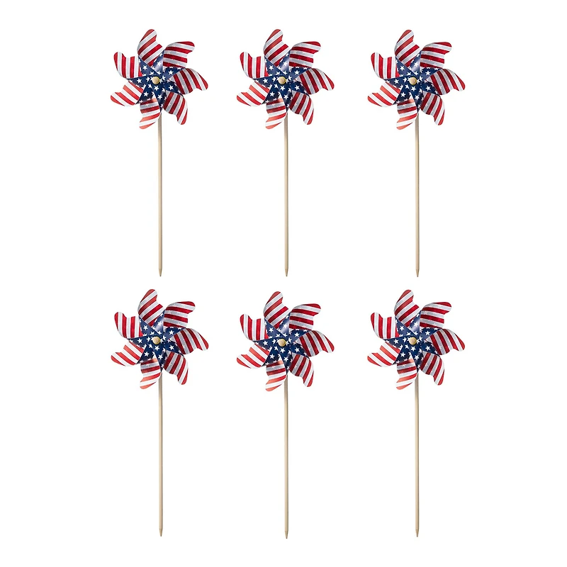Glitzhome® 24" Stars & Stripes Patriotic Windmills, 6ct.