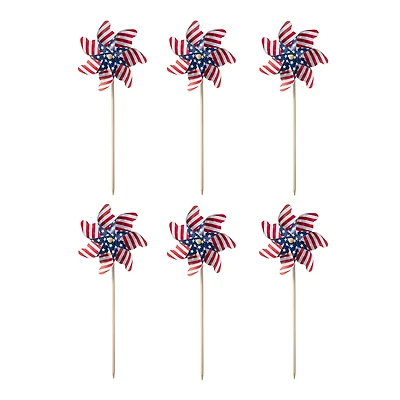Glitzhome® 24" Stars & Stripes Patriotic Windmills, 6ct.