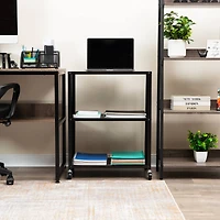 Mind Reader Rolling Cart, Microwave Stand, 3-Tier, Coffee Cart, Office, Metal, Black