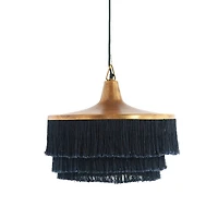 Hello Honey® 16" Charcoal Metal Pendant Light with Fringe