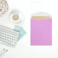 JAM Paper 9.75" x 12" Two-Tone Lilac Purple Plastic Button & String Tie Closure Envelopes, 12ct.
