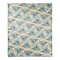 White Throw Blanket with Floral Pattern