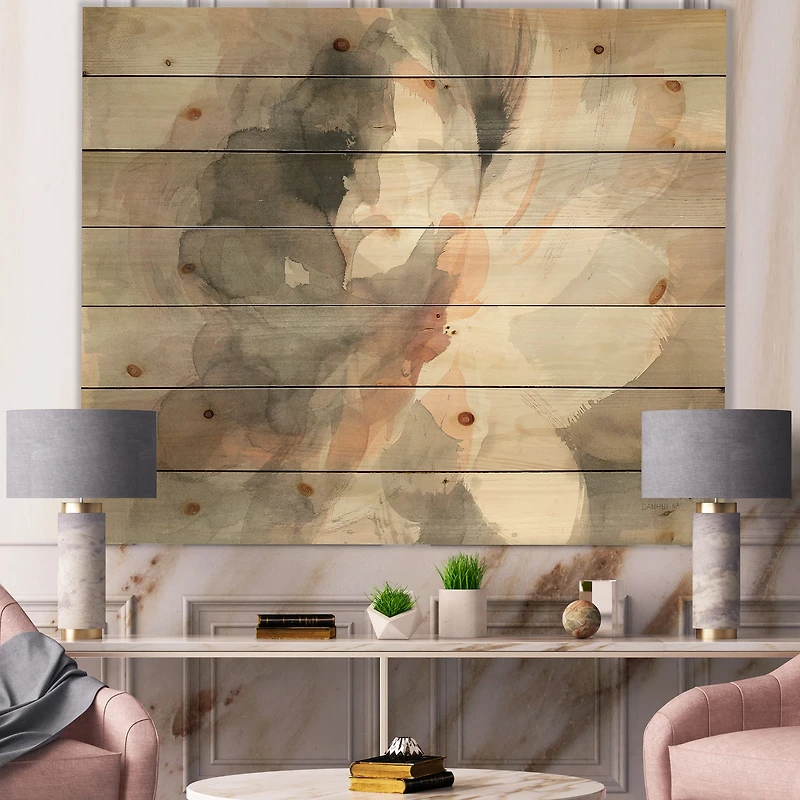 Designart - Abstract Peony Grey