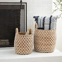 Brown Banana Leaf Coastal Storage Basket Set