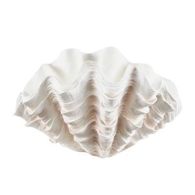19" Cream Resin Shell Textured Sculpture