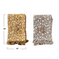 Hello Honey® Yellow & Gray Flower Print & Jute Rope Cotton Decorative Tea Towels Set