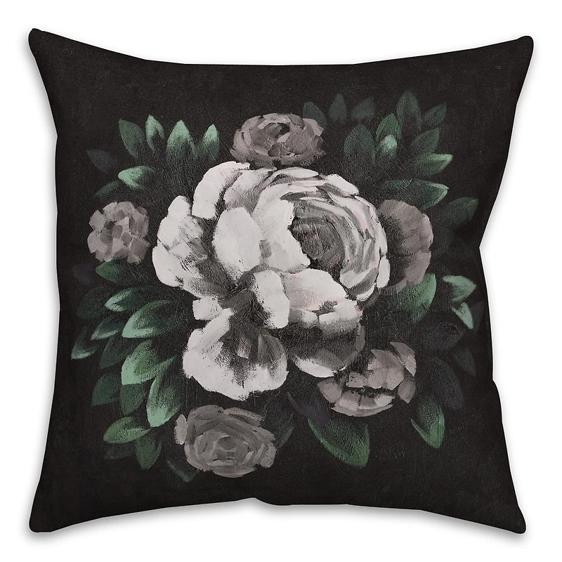Dark Moody Floral Throw Pillow