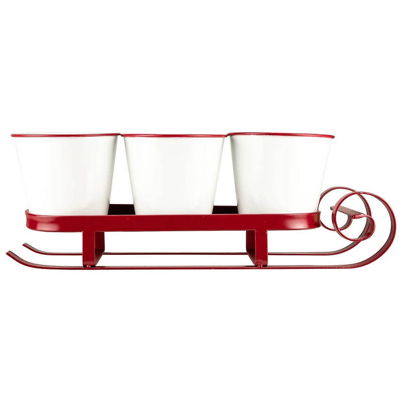 18.75" Red Sleigh with Sentiment Buckets Christmas Table Centerpiece