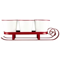 18.75" Red Sleigh with Sentiment Buckets Christmas Table Centerpiece