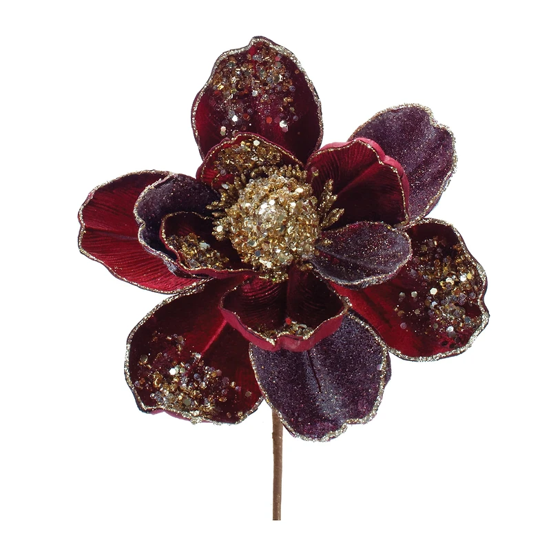 28" Beaded Velvet Magnolia Flower Stems
