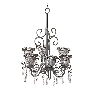 12.75" Midnight Blooms Candle Chandelier