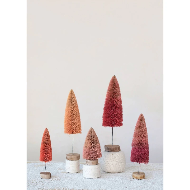 Hello Honey® 12" Peach Bottle Brush Tree with Wood Base