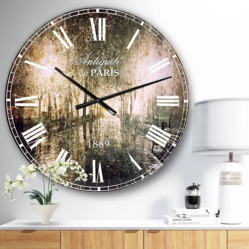Designart Night Alley with Lights French Country Wall Clock
