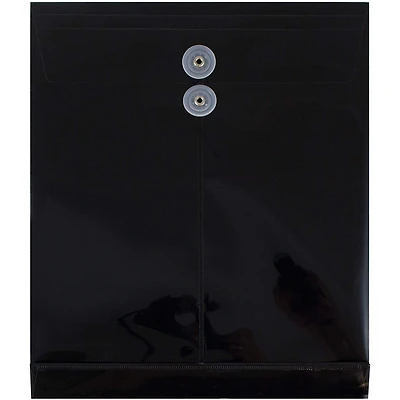 JAM Paper Letter Size Plastic Envelopes with Button & String Tie Closure