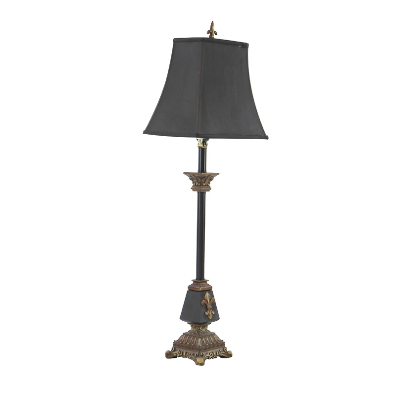 34.5" Tuscan Black Polystone Fleur-De-Lis Buffet Lamp