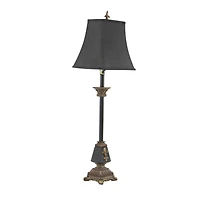 34.5" Tuscan Black Polystone Fleur-De-Lis Buffet Lamp