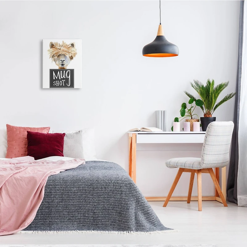 Stupell Industries Fluffy Hair Alpaca Animal Mugshot Funny Portrait Canvas Wall Art