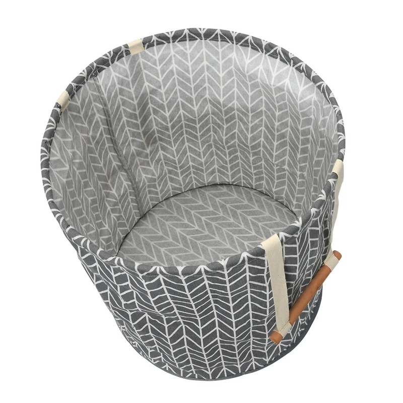 Household Essentials Krush Round Hamper with Wood Dowel Handles