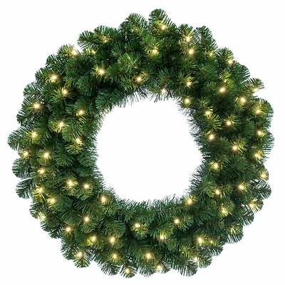 30" Oregon Fir Christmas Wreath, Warm White LED Lights